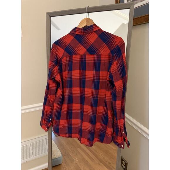 GAP Buffalo Plaid Flannel Shirt Red Black Medium - Picture 5 of 5